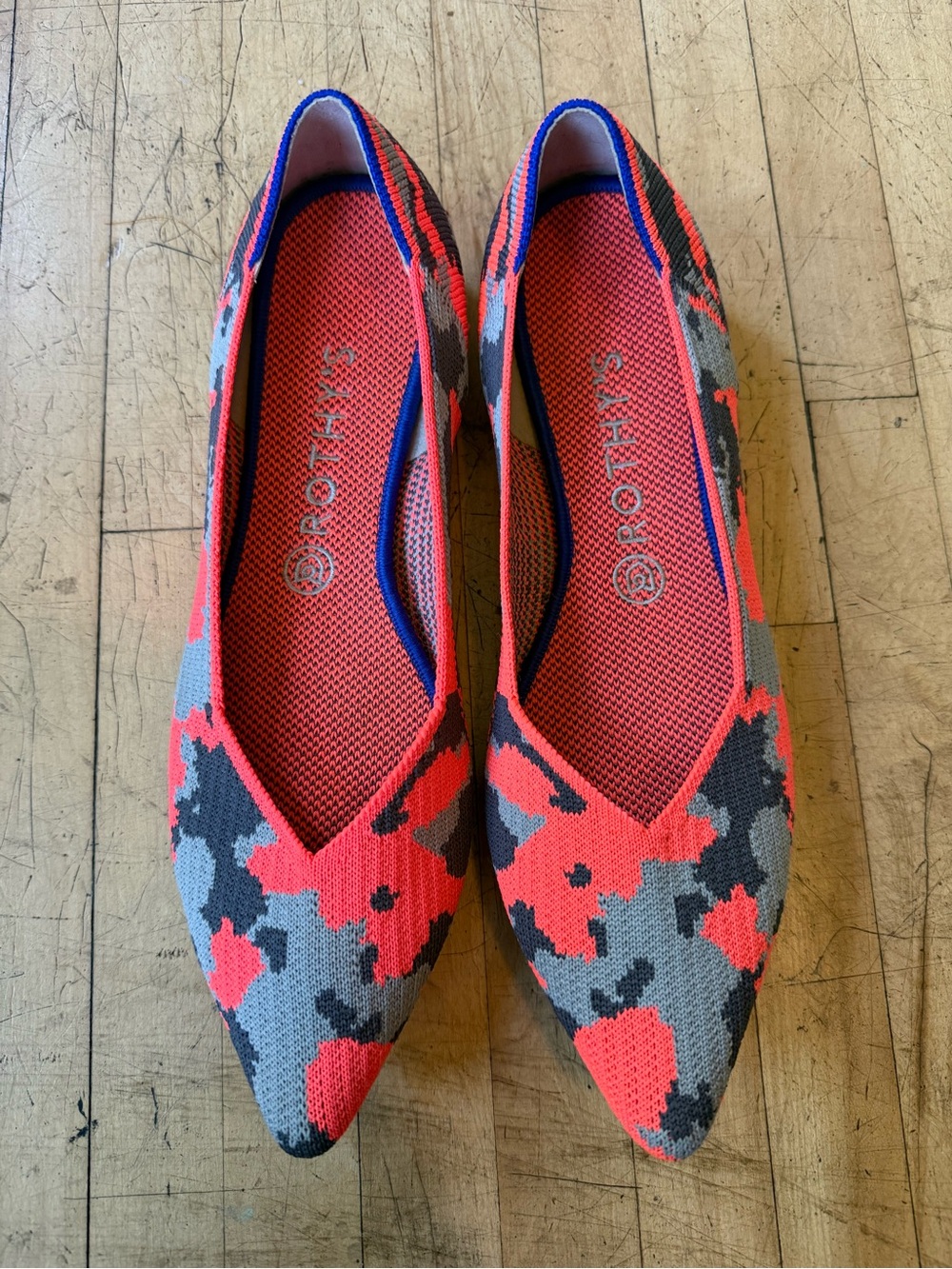 RARE ROTHY's Neon Camo The Point Flat Knit Shoe Limited Edition Retired US 10 - Picture 3 of 13
